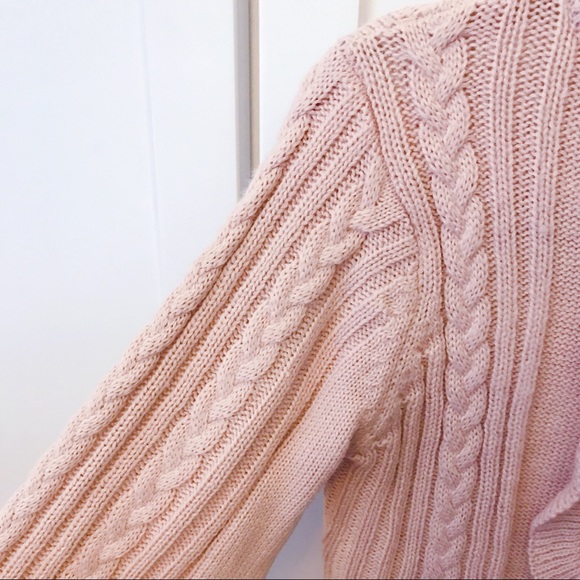 Winter Pink Knit Ruffle Sweater with Magenta Bow - Picture 7 of 8